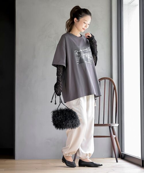 rps(アールピーエス)の「レースレイヤード風長袖T(Tシャツ/カットソー・レディース・チャコールグレー/ブラック/オフホワイト・フリー)」の18枚目の写真