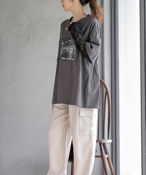 rps(アールピーエス)の「レースレイヤード風長袖T(Tシャツ/カットソー・レディース・チャコールグレー/ブラック/オフホワイト・フリー)」の19枚目の写真