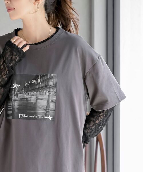 rps(アールピーエス)の「レースレイヤード風長袖T(Tシャツ/カットソー・レディース・チャコールグレー/ブラック/オフホワイト・フリー)」の10枚目の写真