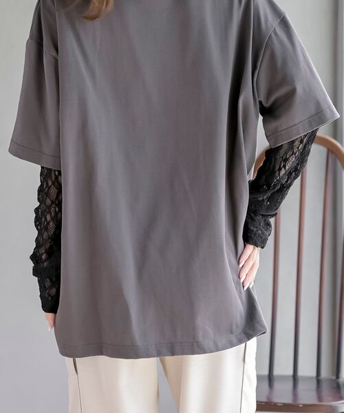rps(アールピーエス)の「レースレイヤード風長袖T(Tシャツ/カットソー・レディース・チャコールグレー/ブラック/オフホワイト・フリー)」の12枚目の写真