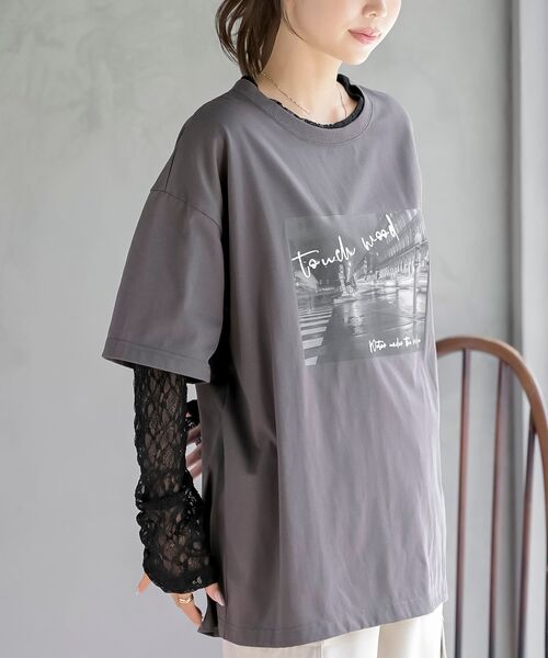 rps(アールピーエス)の「レースレイヤード風長袖T(Tシャツ/カットソー・レディース・チャコールグレー/ブラック/オフホワイト・フリー)」の13枚目の写真