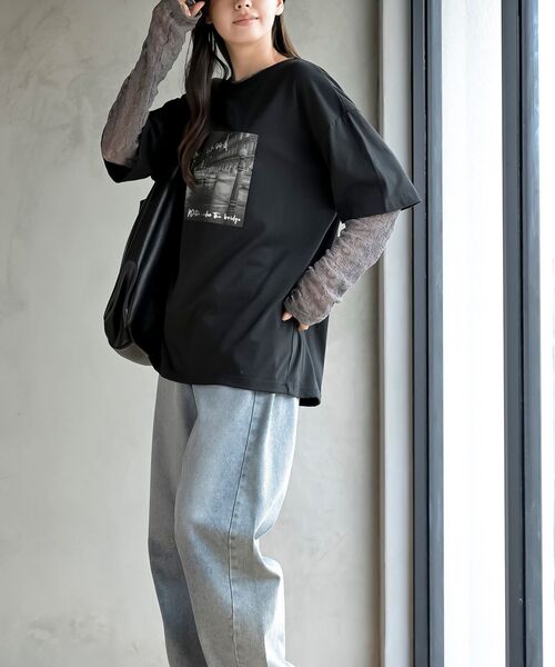 rps(アールピーエス)の「レースレイヤード風長袖T(Tシャツ/カットソー・レディース・チャコールグレー/ブラック/オフホワイト・フリー)」の15枚目の写真