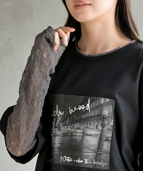 rps(アールピーエス)の「レースレイヤード風長袖T(Tシャツ/カットソー・レディース・チャコールグレー/ブラック/オフホワイト・フリー)」の6枚目の写真