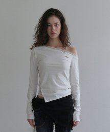 LACE LAYERED LONG SLEEVE T-SHIRT [WHITE]