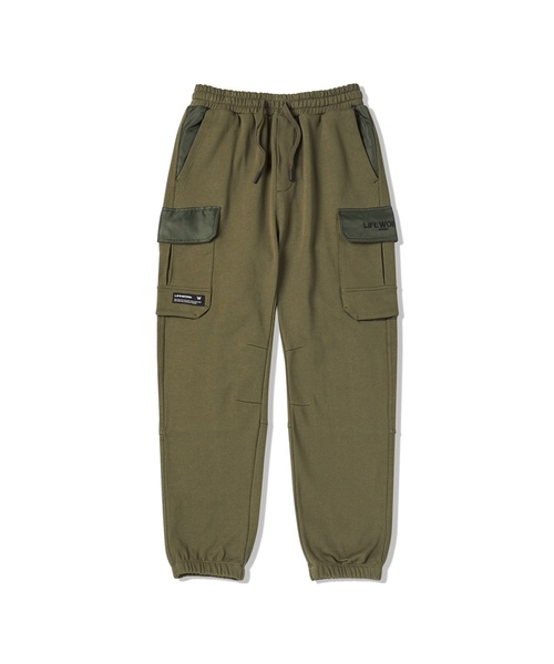 LIFE WORK(ライフワーク)の「共用) ウ woven 配色 ジョガーパンツ(スウェットパンツ・レディース・カーキ・M)」の1枚目の写真