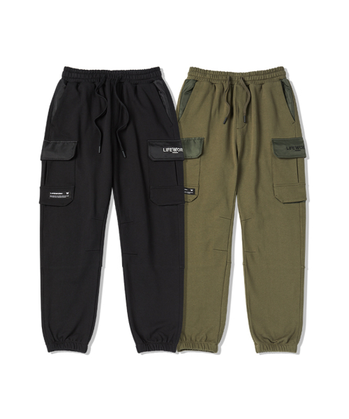 LIFE WORK(ライフワーク)の「共用) ウ woven 配色 ジョガーパンツ(スウェットパンツ・レディース・カーキ・M)」の2枚目の写真