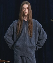 《UNISEX》シャイニーストライプへリンボーンプライムオーバーハーフジップニット/Shiny Stripe Herringbone Prime-Over Half-Zip Sweater【MAISON SPECIAL/メゾンスペシャル】■セットアップ対応■