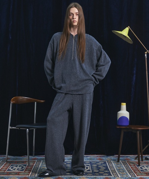 MAISON SPECIAL（メゾンスペシャル）の「《UNISEX》シャイニーストライプへリンボーンプライムオーバーハーフジップニット/Shiny Stripe Herringbone Prime-Over Half-Zip Sweater【MAISON SPECIAL/メゾンスペシャル】■セットアップ対応■（ニット/セーター・メンズ・チャコールグレー/ブラック・0/1/2）」の20枚目の写真
