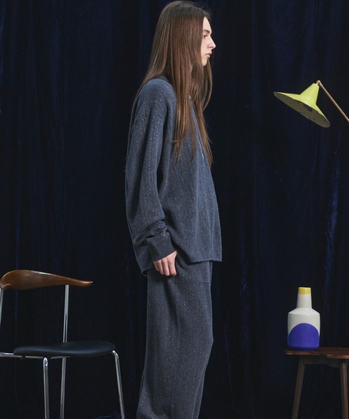 MAISON SPECIAL（メゾンスペシャル）の「《UNISEX》シャイニーストライプへリンボーンプライムオーバーハーフジップニット/Shiny Stripe Herringbone Prime-Over Half-Zip Sweater【MAISON SPECIAL/メゾンスペシャル】■セットアップ対応■（ニット/セーター・メンズ・チャコールグレー/ブラック・0/1/2）」の13枚目の写真