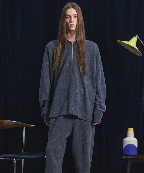 MAISON SPECIAL（メゾンスペシャル）の「《UNISEX》シャイニーストライプへリンボーンプライムオーバーハーフジップニット/Shiny Stripe Herringbone Prime-Over Half-Zip Sweater【MAISON SPECIAL/メゾンスペシャル】■セットアップ対応■（ニット/セーター・メンズ・チャコールグレー/ブラック・0/1/2）」の14枚目の写真