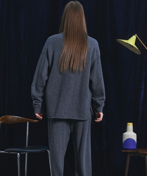 MAISON SPECIAL（メゾンスペシャル）の「《UNISEX》シャイニーストライプへリンボーンプライムオーバーハーフジップニット/Shiny Stripe Herringbone Prime-Over Half-Zip Sweater【MAISON SPECIAL/メゾンスペシャル】■セットアップ対応■（ニット/セーター・メンズ・チャコールグレー/ブラック・0/1/2）」の12枚目の写真