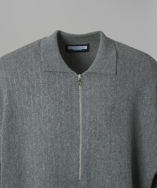 MAISON SPECIAL（メゾンスペシャル）の「《UNISEX》シャイニーストライプへリンボーンプライムオーバーハーフジップニット/Shiny Stripe Herringbone Prime-Over Half-Zip Sweater【MAISON SPECIAL/メゾンスペシャル】■セットアップ対応■（ニット/セーター・メンズ・チャコールグレー/ブラック・0/1/2）」の7枚目の写真