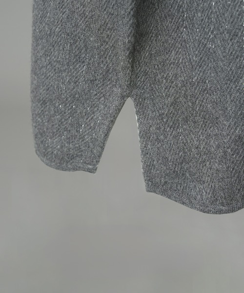 MAISON SPECIAL（メゾンスペシャル）の「《UNISEX》シャイニーストライプへリンボーンプライムオーバーハーフジップニット/Shiny Stripe Herringbone Prime-Over Half-Zip Sweater【MAISON SPECIAL/メゾンスペシャル】■セットアップ対応■（ニット/セーター・メンズ・チャコールグレー/ブラック・0/1/2）」の5枚目の写真
