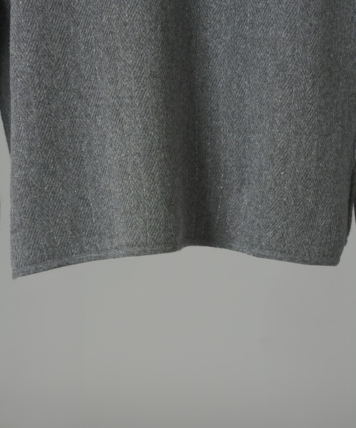 MAISON SPECIAL（メゾンスペシャル）の「《UNISEX》シャイニーストライプへリンボーンプライムオーバーハーフジップニット/Shiny Stripe Herringbone Prime-Over Half-Zip Sweater【MAISON SPECIAL/メゾンスペシャル】■セットアップ対応■（ニット/セーター・メンズ・チャコールグレー/ブラック・0/1/2）」の3枚目の写真