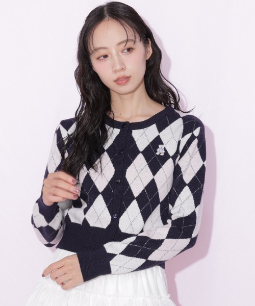JILL by JILL STUART(ジルバイジルスチュアート)の「<BEARシリーズ>ラメアーガイルニット(ニット/セーター・レディース・ネイビー系1/ピンク系その他/ブラウン系その他/ブルー系その他・FREE)」の3枚目の写真