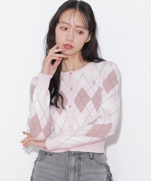 JILL by JILL STUART(ジルバイジルスチュアート)の「<BEARシリーズ>ラメアーガイルニット(ニット/セーター・レディース・ネイビー系1/ピンク系その他/ブラウン系その他/ブルー系その他・FREE)」の9枚目の写真