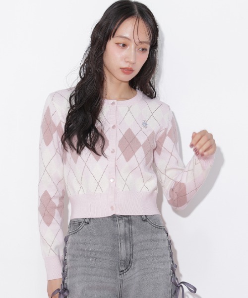 JILL by JILL STUART(ジルバイジルスチュアート)の「<BEARシリーズ>ラメアーガイルニット(ニット/セーター・レディース・ネイビー系1/ピンク系その他/ブラウン系その他/ブルー系その他・FREE)」の12枚目の写真