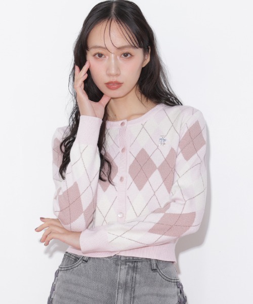 JILL by JILL STUART(ジルバイジルスチュアート)の「<BEARシリーズ>ラメアーガイルニット(ニット/セーター・レディース・ネイビー系1/ピンク系その他/ブラウン系その他/ブルー系その他・FREE)」の10枚目の写真