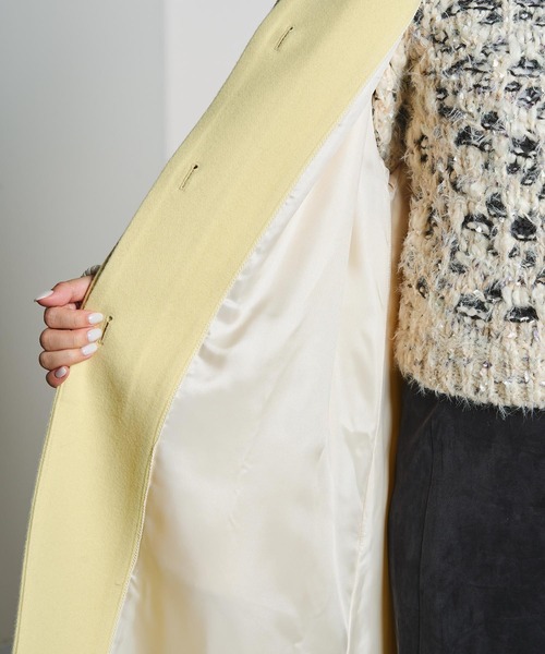 mici（ミチ）の「mici/RIB CUFFS VOLUME SLEEVE COAT（ステンカラーコート・レディース・ライトイエロー/ブラック・M/S）」の16枚目の写真