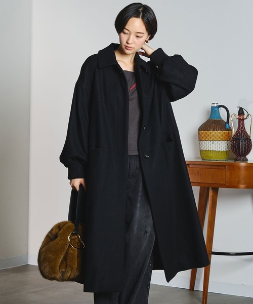 mici（ミチ）の「mici/RIB CUFFS VOLUME SLEEVE COAT（ステンカラーコート・レディース・ライトイエロー/ブラック・M/S）」の17枚目の写真