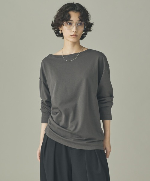 Curensology（カレンソロジー）の「Curensology(カレンソロジー)/ライトテリードロストプルオーバー（Tシャツ/カットソー・レディース・チャコールグレー/ブラック・FREE）」の9枚目の写真