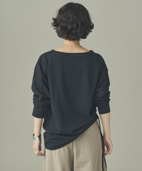 Curensology（カレンソロジー）の「Curensology(カレンソロジー)/ライトテリードロストプルオーバー（Tシャツ/カットソー・レディース・チャコールグレー/ブラック・FREE）」の5枚目の写真