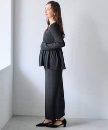 Rosemadame（ローズマダム）の「ペプラムニットカーディガン×ハラマキフレアスカート セットアップ（マタニティ対応）【授乳口付き/腹巻付き/産前産後】（マタニティウェア/グッズ）」