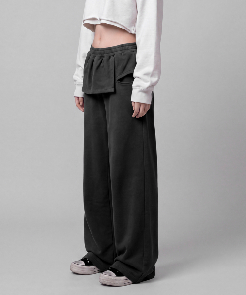 Verdnt（バーダント）の「スカート レイヤード スウェットパンツ [チャコール]（スウェットパンツ・レディース・その他・SMALL/MEDIUM）」の2枚目の写真