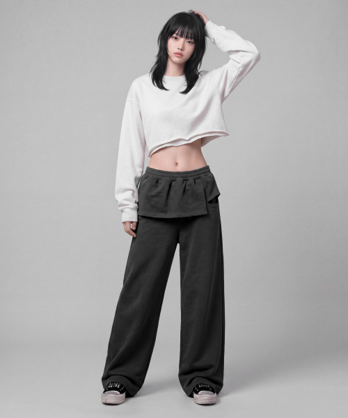 Verdnt（バーダント）の「スカート レイヤード スウェットパンツ [チャコール]（スウェットパンツ・レディース・その他・SMALL/MEDIUM）」の3枚目の写真
