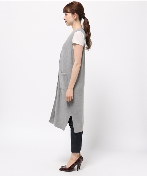 SLY（スライ）の「LONG HG GILET（ベスト・レディース・トップグレー/ホワイト/カーキ/ブラック/ベージュ・FREE）」の7枚目の写真