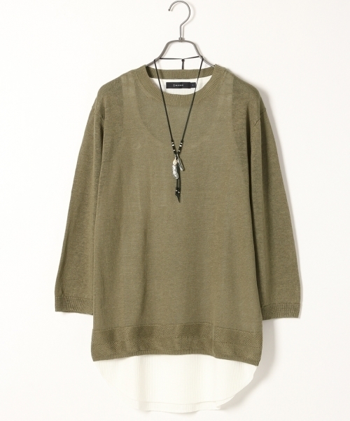 RAGEBLUE(レイジブルー)の「【接触冷感】フレンチリネンクルー7分袖/718733(ニット/セーター・メンズ・ライトブルー/グリーン/グレー・LARGE/MEDIUM)」の3枚目の写真