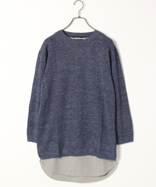 RAGEBLUE(レイジブルー)の「【接触冷感】フレンチリネンクルー7分袖/718733(ニット/セーター・メンズ・ライトブルー/グリーン/グレー・LARGE/MEDIUM)」の1枚目の写真