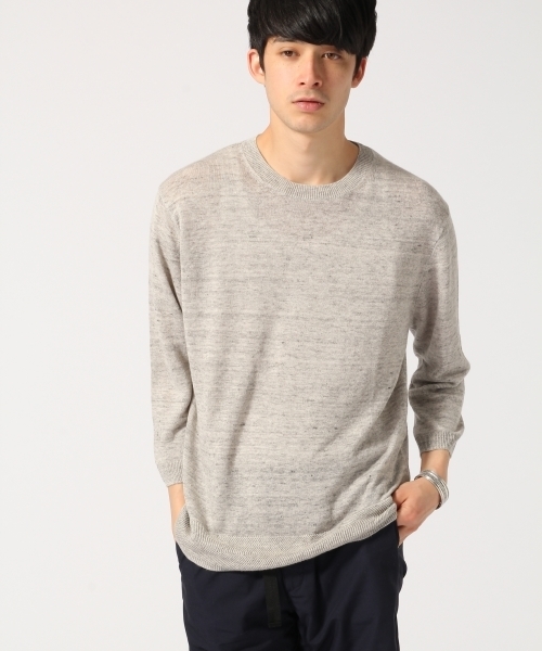 RAGEBLUE(レイジブルー)の「【接触冷感】フレンチリネンクルー7分袖/718733(ニット/セーター・メンズ・ライトブルー/グリーン/グレー・LARGE/MEDIUM)」の4枚目の写真