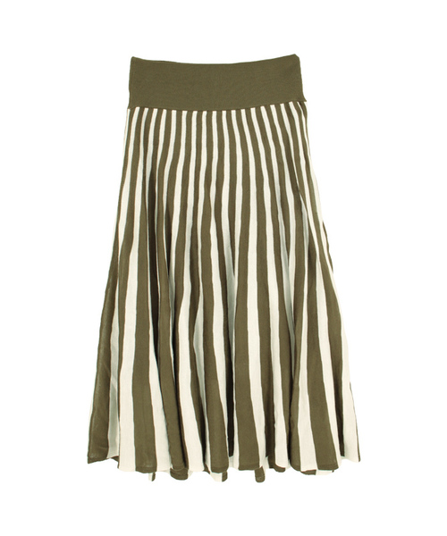 titivate（ティティベイト）の「ｽﾄﾗｲﾌﾟﾆｯﾄﾐﾃﾞｨｱﾑｽｶｰﾄ（スカート・レディース・グレー×ホワイト/ブラック×ホワイト/ベージュ系その他/ブルー系その他/グリーン系その他・FREE）」の4枚目の写真