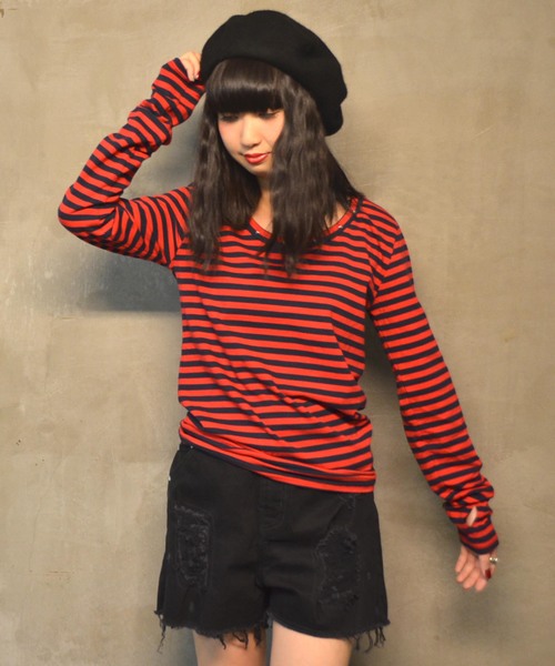 World Wide Love ワールドワイドラブ の スタースタッズ指穴ロンt Tシャツ カットソー Wear