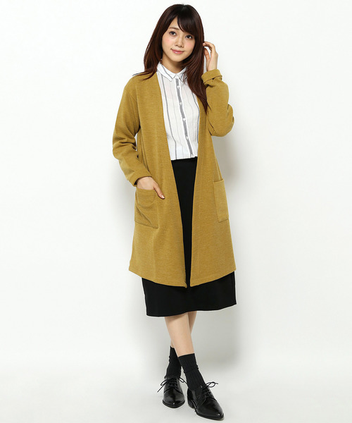 LBC（エルビーシー）の「Wフェイスオープンフロントカーディガン（カーディガン/ボレロ・レディース・マスタード/ネイビー/アッシュグレー・LARGE/MEDIUM）」の15枚目の写真