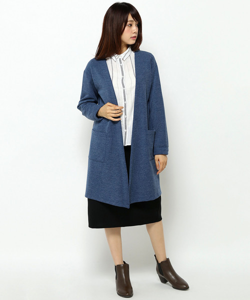 LBC（エルビーシー）の「Wフェイスオープンフロントカーディガン（カーディガン/ボレロ・レディース・マスタード/ネイビー/アッシュグレー・LARGE/MEDIUM）」の14枚目の写真