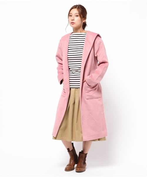 WEGO（ウィゴー）の「WEGO/フードガウンコート（チェスターコート・レディース・キャメル/ピンク/杢グレー・FREE）」の17枚目の写真