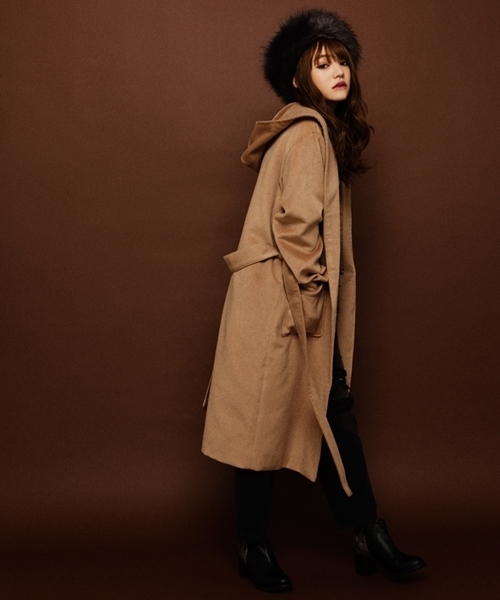 WEGO（ウィゴー）の「WEGO/フードガウンコート（チェスターコート・レディース・キャメル/ピンク/杢グレー・FREE）」の18枚目の写真