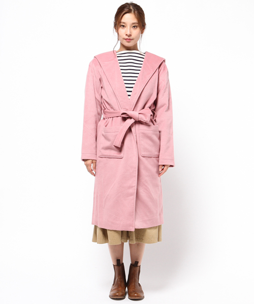 WEGO（ウィゴー）の「WEGO/フードガウンコート（チェスターコート・レディース・キャメル/ピンク/杢グレー・FREE）」の4枚目の写真