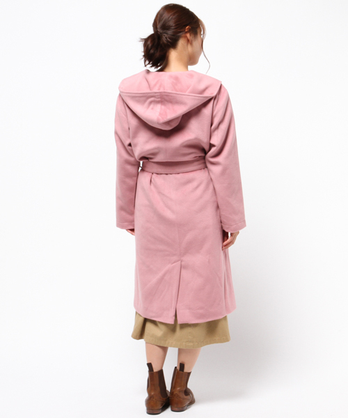 WEGO（ウィゴー）の「WEGO/フードガウンコート（チェスターコート・レディース・キャメル/ピンク/杢グレー・FREE）」の6枚目の写真