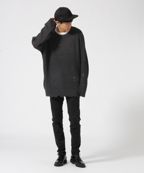 HARE(ハレ)の「クラッシュニットプルオーバー(HARE)(ニット/セーター・メンズ・ブラウン/グレー/ブラック・MEDIUM/SMALL)」の4枚目の写真