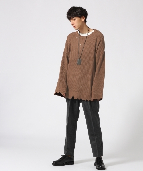 HARE(ハレ)の「クラッシュニットプルオーバー(HARE)(ニット/セーター・メンズ・ブラウン/グレー/ブラック・MEDIUM/SMALL)」の6枚目の写真