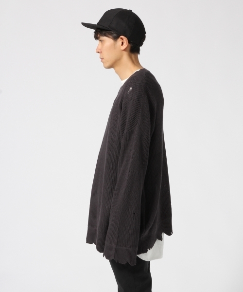 HARE(ハレ)の「クラッシュニットプルオーバー(HARE)(ニット/セーター・メンズ・ブラウン/グレー/ブラック・MEDIUM/SMALL)」の7枚目の写真