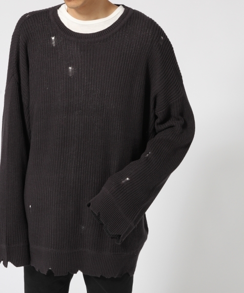 HARE(ハレ)の「クラッシュニットプルオーバー(HARE)(ニット/セーター・メンズ・ブラウン/グレー/ブラック・MEDIUM/SMALL)」の9枚目の写真