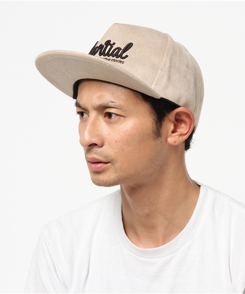 VENCEEXCHANGE（ヴァンスエクスチェンジ）の「スエード平ツバ刺繍キャップ       （キャップ・メンズ・ブラック/ベージュ・FREE）」の2枚目の写真