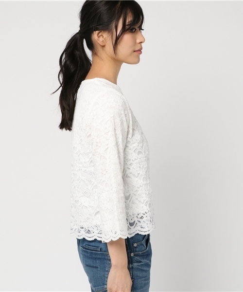 Honeys（ハニーズ）の「総レースプルオーバー（Tシャツ/カットソー・レディース・ブラック/アイボリー/ピンク/オフホワイト・L/M）」の6枚目の写真