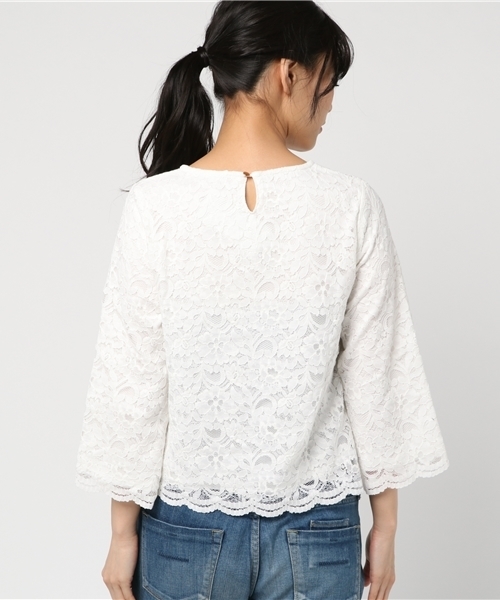 Honeys（ハニーズ）の「総レースプルオーバー（Tシャツ/カットソー・レディース・ブラック/アイボリー/ピンク/オフホワイト・L/M）」の7枚目の写真