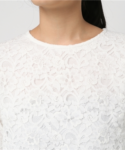 Honeys（ハニーズ）の「総レースプルオーバー（Tシャツ/カットソー・レディース・ブラック/アイボリー/ピンク/オフホワイト・L/M）」の8枚目の写真