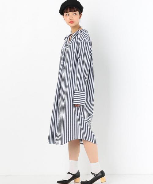Another Edition(アナザーエディション)の「ストライプシャツワンピース ◆(シャツワンピース・レディース・ライトブルー/ネイビー・FREE)」の7枚目の写真